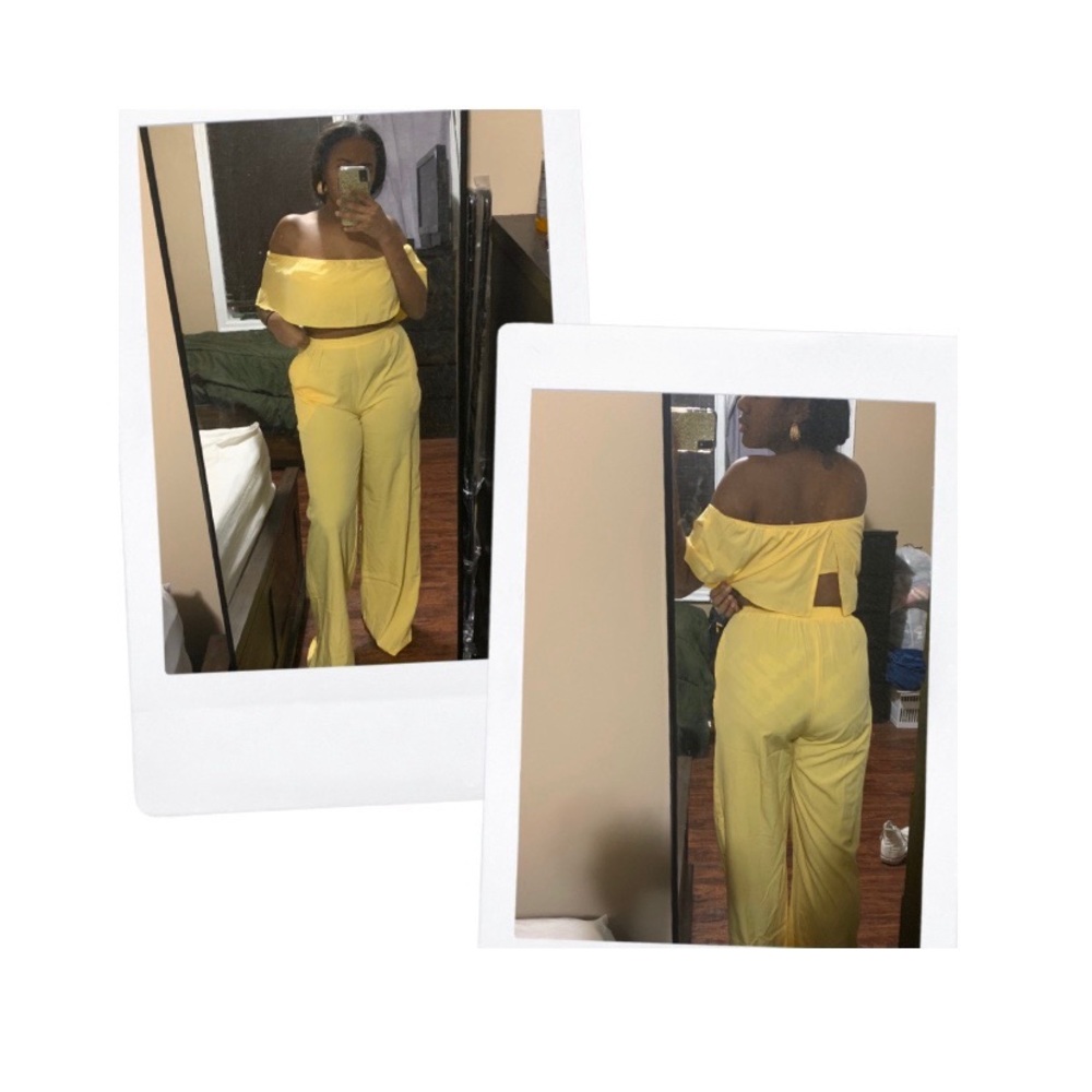 Solid Crop Cape Top and Wide Leg Pants